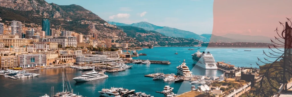 Foto van Monaco met een watermerk van de vlag van het land.